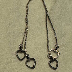 925 Silver Heart Dangle Post Earrings
